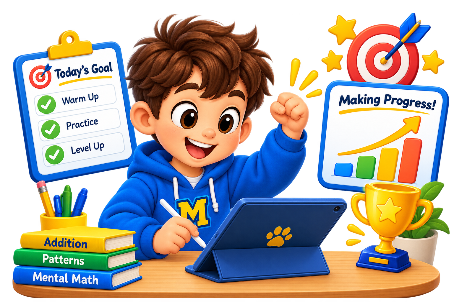 A child making progress through purposeful math practice